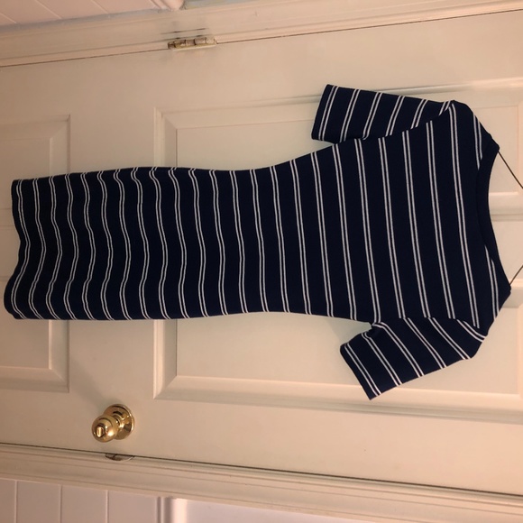 Tight Short Sleeved Striped Dress - Picture 2 of 2